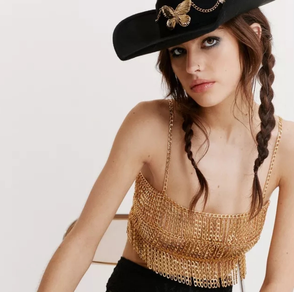 Nasty Gal Fringe Chain Crop Top